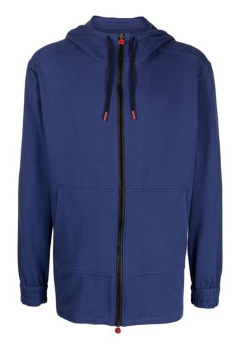 Kiton drawstring zipped hooded jacket - Blu