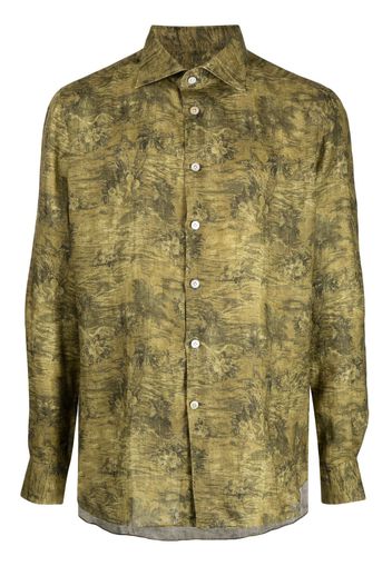 Kiton floral-print linen shirt - Verde