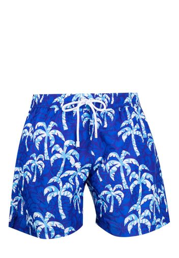 Kiton palm tree-print swim shorts - Blu