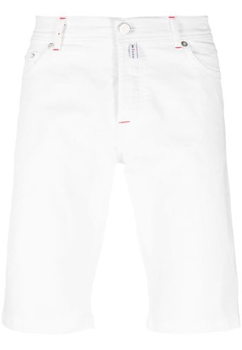 Kiton logo-patch denim shorts - Bianco