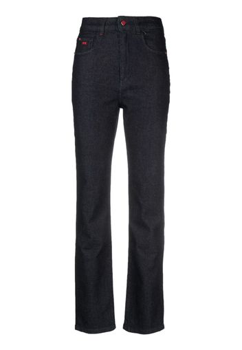 Kiton logo-embroidered straight-leg jeans - Blu