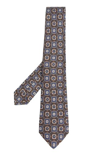 Kiton geometric-motif pointed tie - Marrone