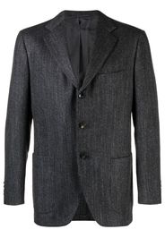 Kiton herringbone single-breasted blazer - Grigio