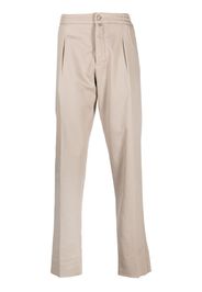 Kiton logo-patch straight-leg trousers - Toni neutri