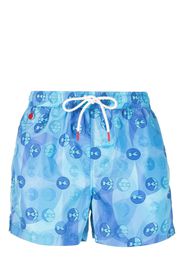 Kiton graphic-print swim shorts - Blu