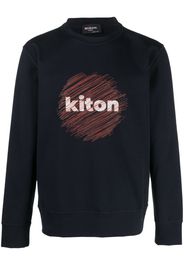 Kiton logo-print cotton sweatshirt - Blu