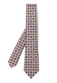 Kiton geometric-print silk tie - Toni neutri