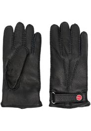 Kiton logo-plaque leather gloves - Nero