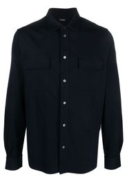 Kiton logo-embroidered stretch-cotton shirt - Blu