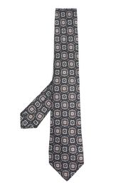 Kiton geometric-motif pointed tie - Blu