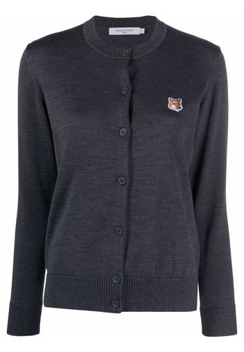 Maison Kitsuné Fox-appliqué wool cardigan - Grigio