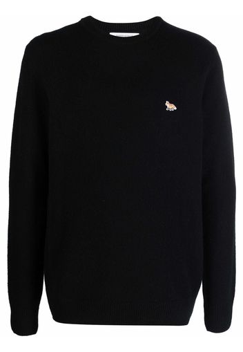 Maison Kitsuné fox-appliqué wool jumper - Nero