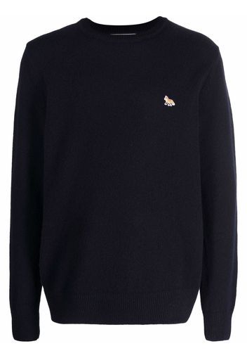 Maison Kitsuné fox-appliqué wool jumper - Blu