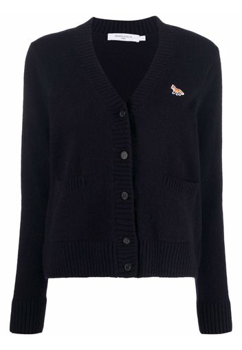 Maison Kitsuné Baby Fox-patch V-neck cardigan - Blu