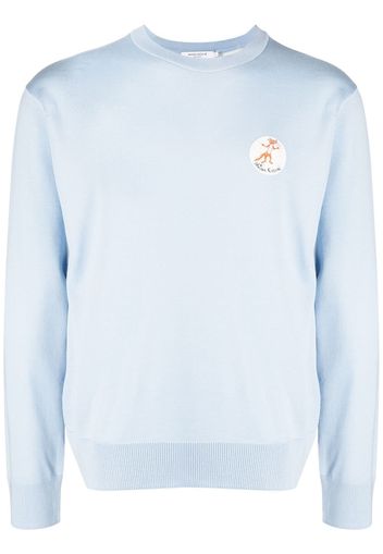 Maison Kitsuné chest logo-patch knit jumper - Blu