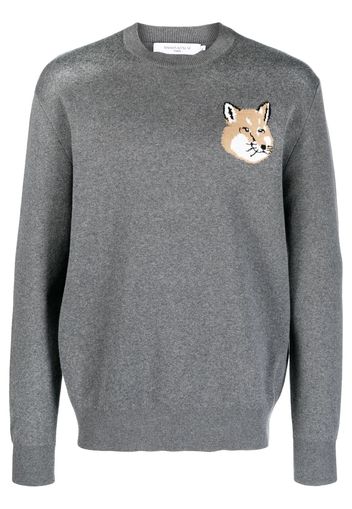 Maison Kitsuné fox-motif cotton jumper - Grigio