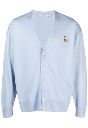 Maison Kitsuné logo-patch fine-knit cardigan - Blu