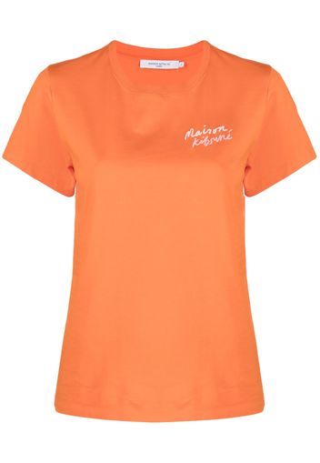 Maison Kitsuné embroidered-logo cotton T-shirt - Arancione