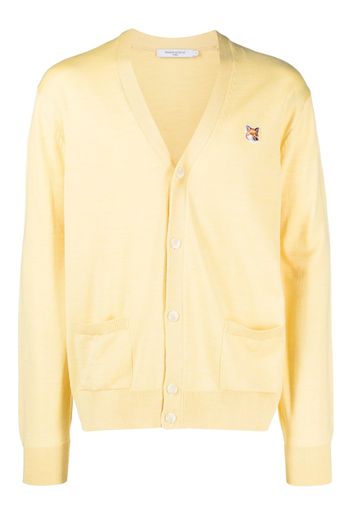 Maison Kitsuné Fox Head-patch knitted cardigan - Giallo