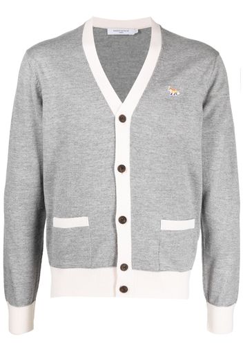 Maison Kitsuné embroidered-logo wool cardigan - Grigio