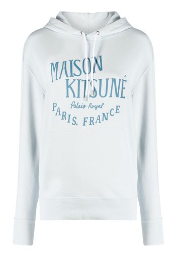 Maison Kitsuné logo-print cotton-jersey hoodie - Blu