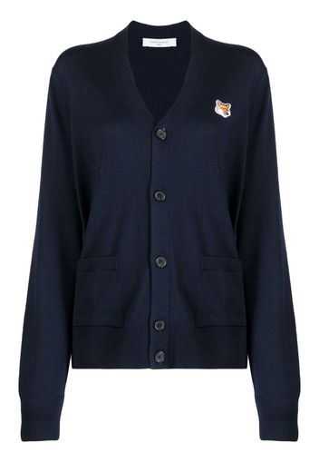 Maison Kitsuné logo-patch wool cardigan - Blu