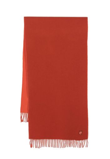 Maison Kitsuné logo-patch wool scarf - Rosso