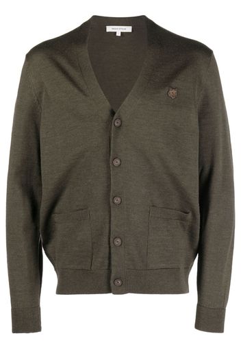 Maison Kitsuné Fox Head-motif wool cardigan - Verde