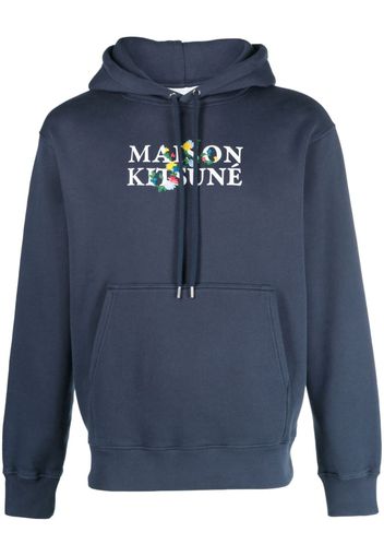 Maison Kitsuné logo-print cotton hoodie - Blu