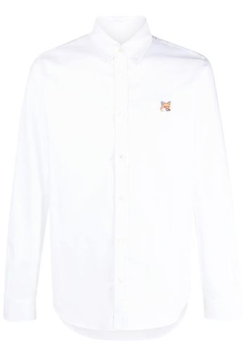 Maison Kitsuné embroidered fox-head cotton shirt - Bianco