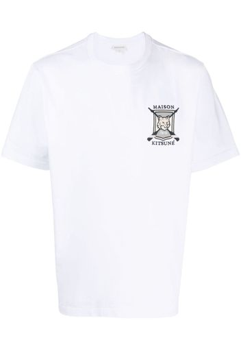 Maison Kitsuné College Fox-embroidered cotton T-shirt - Bianco