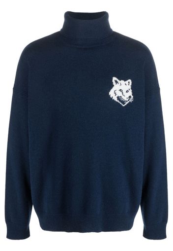 Maison Kitsuné intarsia-knit fox-head wool jumper - Blu