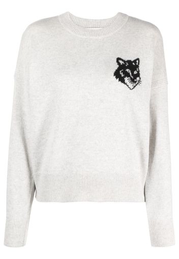 Maison Kitsuné logo-intarisa wool jumper - Grigio