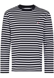 Maison Kitsuné fox-embroidered striped T-shirt - Blu