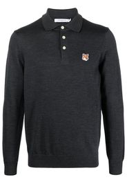 Maison Kitsuné logo-patch fine-knit polo - Grigio