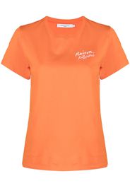 Maison Kitsuné embroidered-logo cotton T-shirt - Arancione