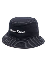 Maison Kitsuné Cappello bucket con ricamo - Blu