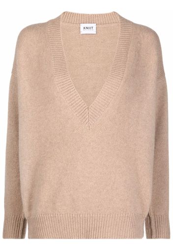 KNIIT MILANO deep V-neck jumper - Toni neutri