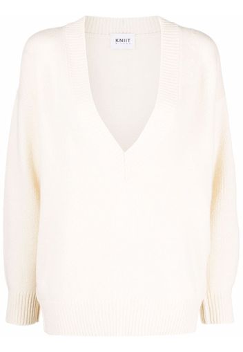 KNIIT MILANO V-neck cashmere jumper - Bianco