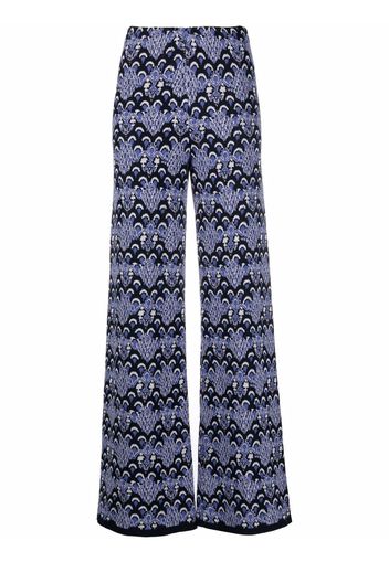 KNIIT MILANO ornate-jacquard palazzo pants - Blu