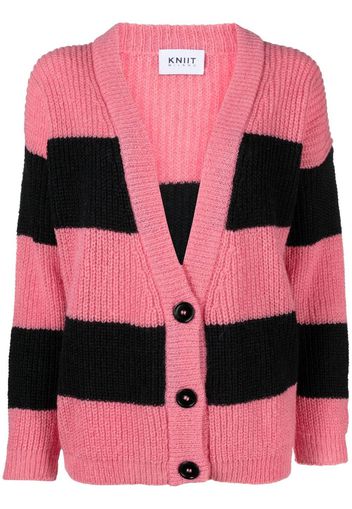 KNIIT MILANO Cardigan Hokusa a righe - Rosa