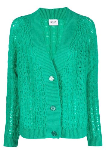 KNIIT MILANO pointelle-knit V-neck cardigan - Verde