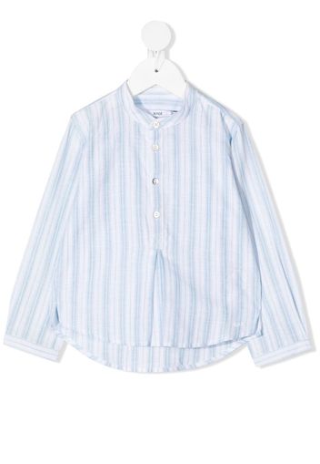 Knot striped collarless shirt - Blu