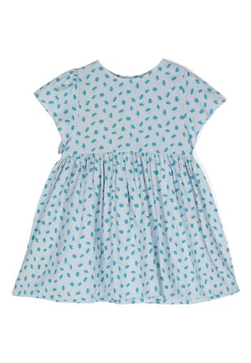 Knot crown-print short-sleeve dress - Blu