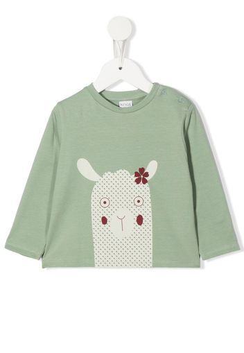 Knot T-shirt a maniche lunghe con stampa - Verde