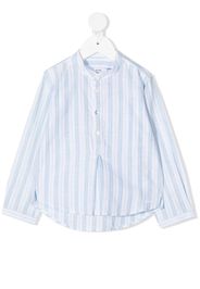 Knot striped collarless shirt - Blu