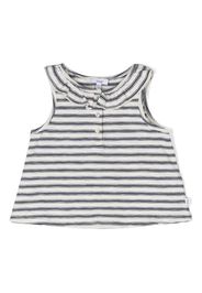 Knot stripped sleeveless cotton blouse - Bianco