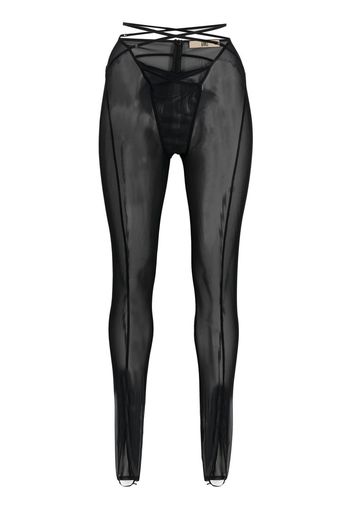 KNWLS sheer-panel cropped leggings - Nero