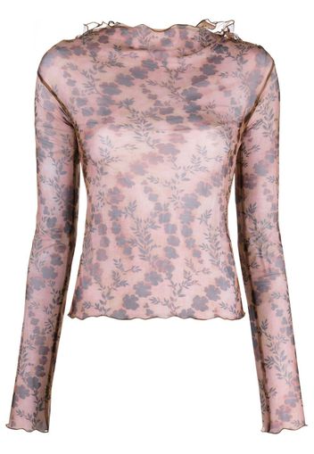 KNWLS Halcyon floral-print sheer top - Marrone