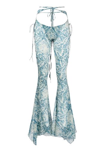 KNWLS Glimmer graphic-print flared trousers - Blu